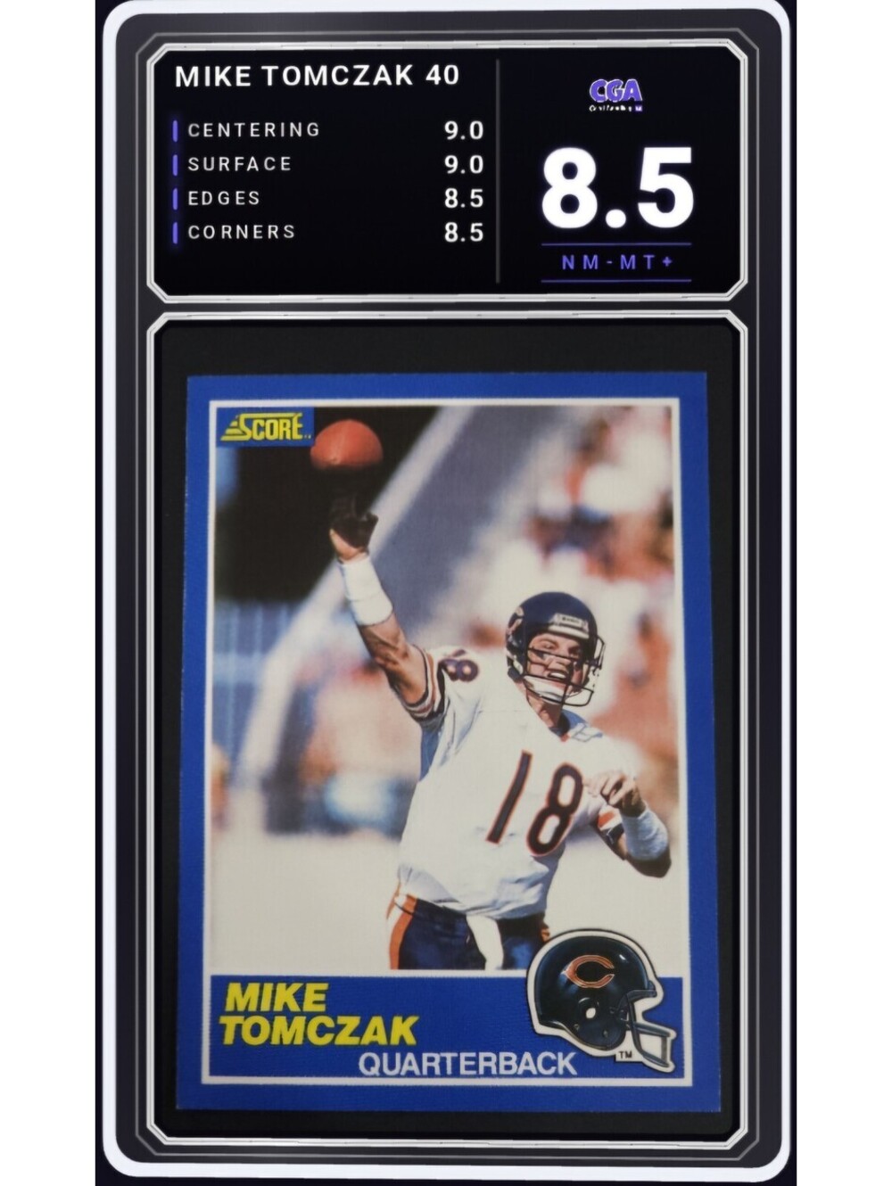 1989 Score Football #40 Mike Tomczak Chicago Bears NFL Card - 8.5 Digital Grade